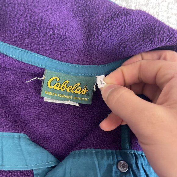 VTG Cabelas Sweater Mens Large Retro Purple Fleece Snap (Synchilla style) Read - Picture 7 of 16